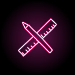 Poster - pencil and ruler sketch neon icon. simple thin line, outline vector of education icons for ui and ux