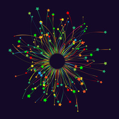 Aufkleber - color firework with star on black background.