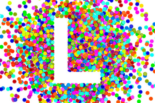 Confetti font, letter L from colored confetti. 3D rendering