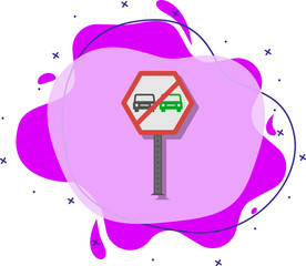 Poster - No overtaking colored icon. Simple color vector of road signs and junctions icons for ui and ux, website or mobile application