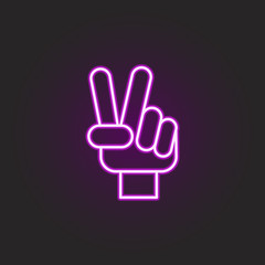 Poster - rock, hand, sign, world neon style icon. Simple thin line, outline vector of rock and roll icons for ui and ux, website or mobile application