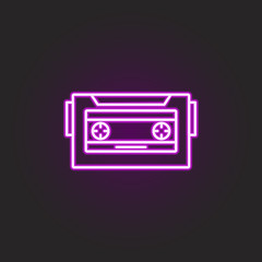 Poster - rock cassette neon style icon. Simple thin line, outline vector of rock and roll icons for ui and ux, website or mobile application