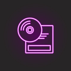 Poster - rock cd neon style icon. Simple thin line, outline vector of rock and roll icons for ui and ux, website or mobile application