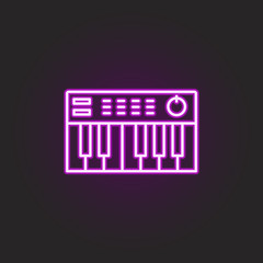 Poster - rock midi keyboard neon style icon. Simple thin line, outline vector of rock and roll icons for ui and ux, website or mobile application