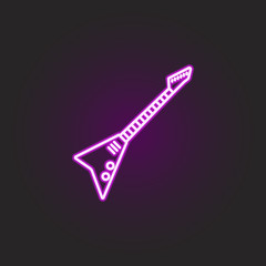 Poster - rock electric guitar neon style icon. Simple thin line, outline vector of rock and roll icons for ui and ux, website or mobile application