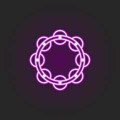 Poster - rock, tambourine, musical instrument neon style icon. Simple thin line, outline vector of rock and roll icons for ui and ux, website or mobile application