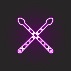 Poster - rock drum sticks patterns neon style icon. Simple thin line, outline vector of rock and roll icons for ui and ux, website or mobile application