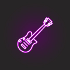 Poster - rock, guitar neon style icon. Simple thin line, outline vector of rock and roll icons for ui and ux, website or mobile application