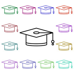 Poster - Graduates cap multi color style icon. Simple thin line, outline vector of education icons for ui and ux, website or mobile application
