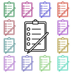 Poster - Tests multi color style icon. Simple thin line, outline vector of education icons for ui and ux, website or mobile application