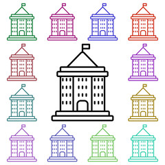 Poster - School building multi color style icon. Simple thin line, outline vector of education icons for ui and ux, website or mobile application