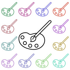 Poster - Brush and watercolor multi color style icon. Simple thin line, outline vector of education icons for ui and ux, website or mobile application