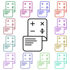 Poster - Mathematical solution on paper multi color style icon. Simple thin line, outline vector of education icons for ui and ux, website or mobile application