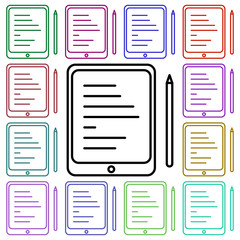 Poster - The tablet multi color style icon. Simple thin line, outline vector of education icons for ui and ux, website or mobile application