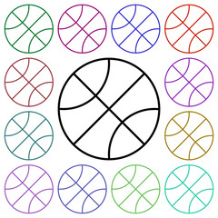 Poster - Basketball multi color style icon. Simple thin line, outline vector of education icons for ui and ux, website or mobile application