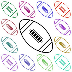 Poster - Rugby ball multi color style icon. Simple thin line, outline vector of education icons for ui and ux, website or mobile application