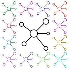 Poster - Molecules multi color style icon. Simple thin line, outline vector of education icons for ui and ux, website or mobile application