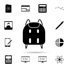 Poster - backpack icon. Universal set of university life for website design and development, app development