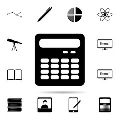 Poster - calculator icon. Universal set of university life for website design and development, app development