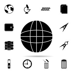 Poster - globe icon. Universal set of university life for website design and development, app development