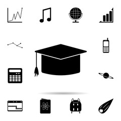 Poster - graduate's cap icon. Universal set of university life for website design and development, app development