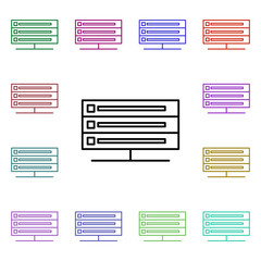 Aufkleber - Server multi color style icon. Simple thin line, outline vector of internet things icons for ui and ux, website or mobile application