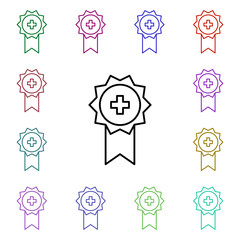 Poster - Badge multi color style icon. Simple thin line, outline vector of medical icons for ui and ux, website or mobile application