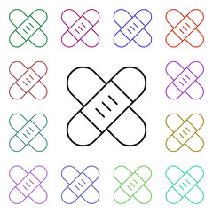 Poster - Band aid multi color style icon. Simple thin line, outline vector of medical icons for ui and ux, website or mobile application