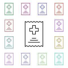 Poster - Bill hospital multi color style icon. Simple thin line, outline vector of medical icons for ui and ux, website or mobile application