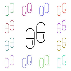 Poster - Drugs medicine multi color style icon. Simple thin line, outline vector of medical icons for ui and ux, website or mobile application