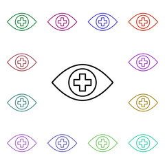 Poster - Eye medicine multi color style icon. Simple thin line, outline vector of medical icons for ui and ux, website or mobile application