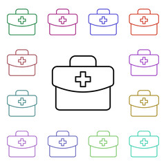 Poster - First aid kit multi color style icon. Simple thin line, outline vector of medical icons for ui and ux, website or mobile application