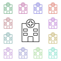 Poster - hospital building multi color style icon. simple thin line, outline vector of medical icons for ui a