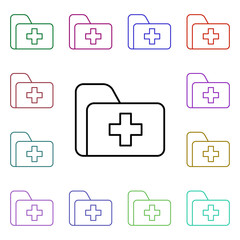 Poster - Medical folder multi color style icon. Simple thin line, outline vector of medical icons for ui and ux, website or mobile application