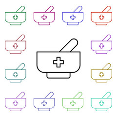 Poster - Mortar medical multi color style icon. Simple thin line, outline vector of medical icons for ui and ux, website or mobile application