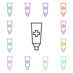 Poster - Ointment multi color style icon. Simple thin line, outline vector of medical icons for ui and ux, website or mobile application