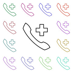 Poster - phone call hospital multi color style icon. simple thin line, outline vector of medical icons for ui