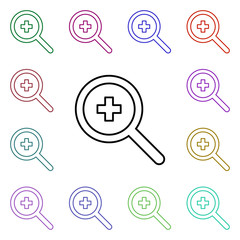 Poster - search hospital multi color style icon. simple thin line, outline vector of medical icons for ui and