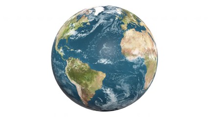 slow rotating earth white background