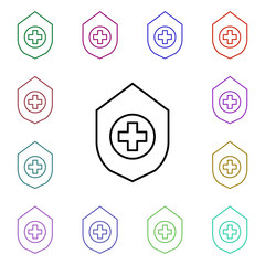 Poster - Shield medical multi color style icon. Simple thin line, outline vector of medical icons for ui and ux, website or mobile application