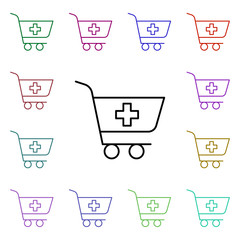 Aufkleber - Shopping cart multi color style icon. Simple thin line, outline vector of medical icons for ui and ux, website or mobile application