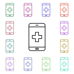 Poster - Smartphone medical multi color style icon. Simple thin line, outline vector of medical icons for ui and ux, website or mobile application