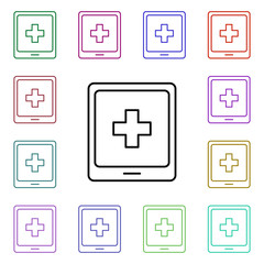 Poster - Tablet medical multi color style icon. Simple thin line, outline vector of medical icons for ui and ux, website or mobile application