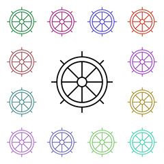 Poster - Ship wheel multi color style icon. Simple thin line, outline vector of summer icons for ui and ux, website or mobile application
