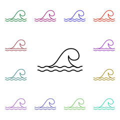 Poster - Wave multi color style icon. Simple thin line, outline vector of summer icons for ui and ux, website or mobile application