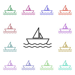 Poster - Sailboat multi color style icon. Simple thin line, outline vector of summer icons for ui and ux, website or mobile application