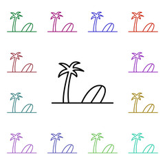 Poster - Surfboard multi color style icon. Simple thin line, outline vector of summer icons for ui and ux, website or mobile application