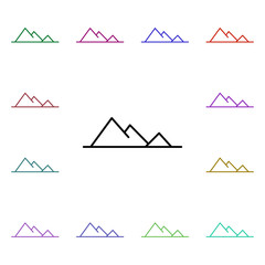 Poster - Mountains multi color style icon. Simple thin line, outline vector of summer icons for ui and ux, website or mobile application