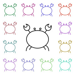 Poster - Crab multi color style icon. Simple thin line, outline vector of summer icons for ui and ux, website or mobile application