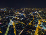 Fototapeta Miasto - Night drone shot of the entire city of Belgrade from high altitude